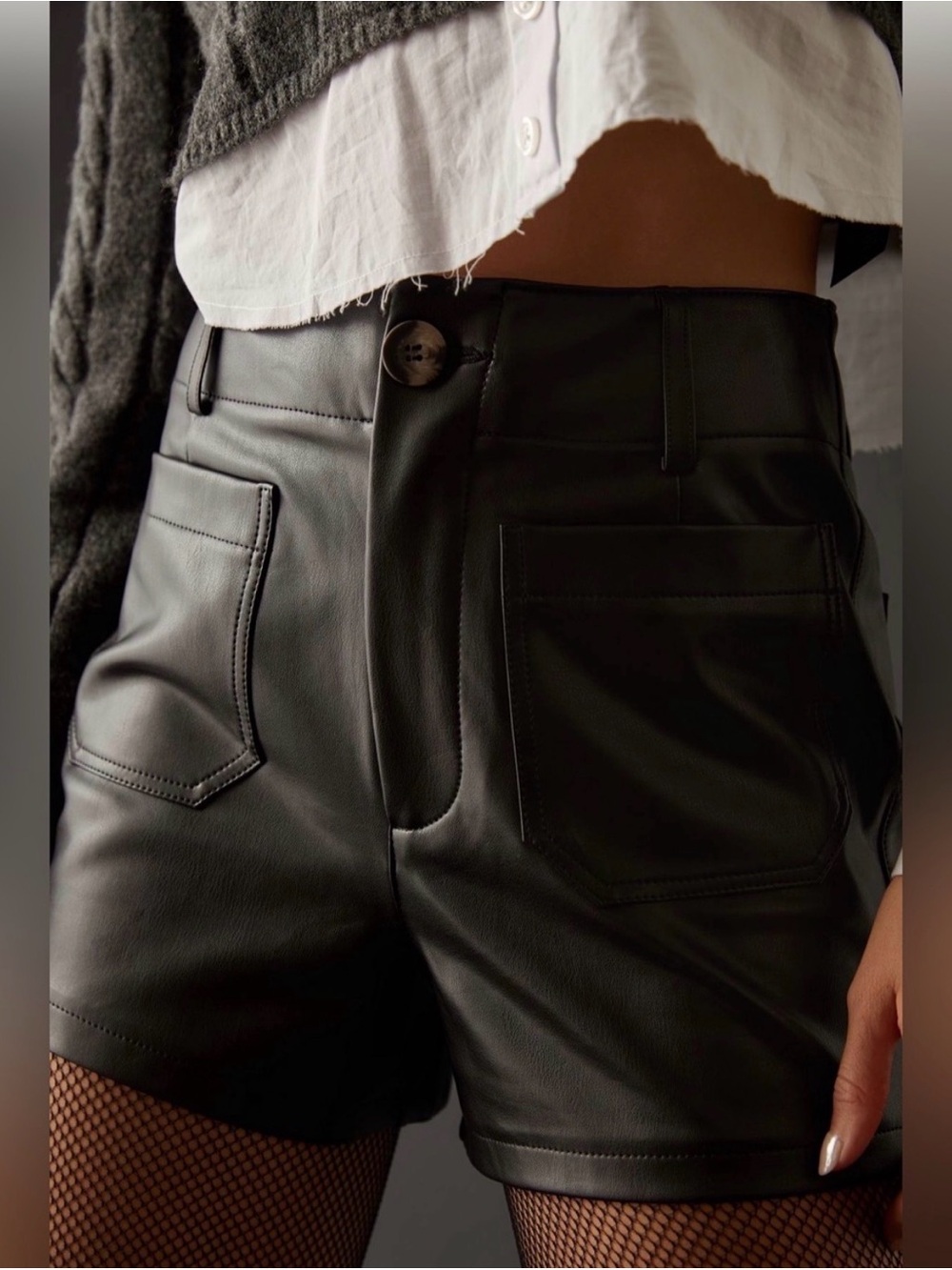 Maeve Colette Faux-Leather High-Rise Shorts